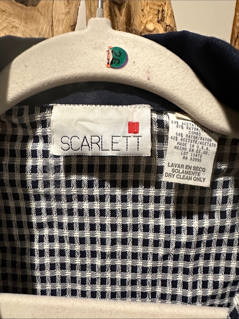 Scarlett Navy & White Gingham Cropped Blazer with Navy Collar - Picture 2 of 4
